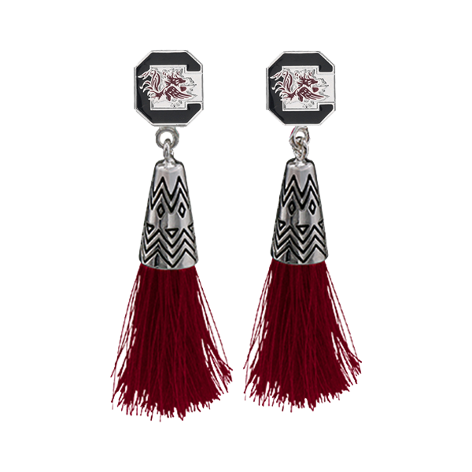 New South Carolina Gamecocks Ever & Ever Tassel Design Earrings, Ncaa